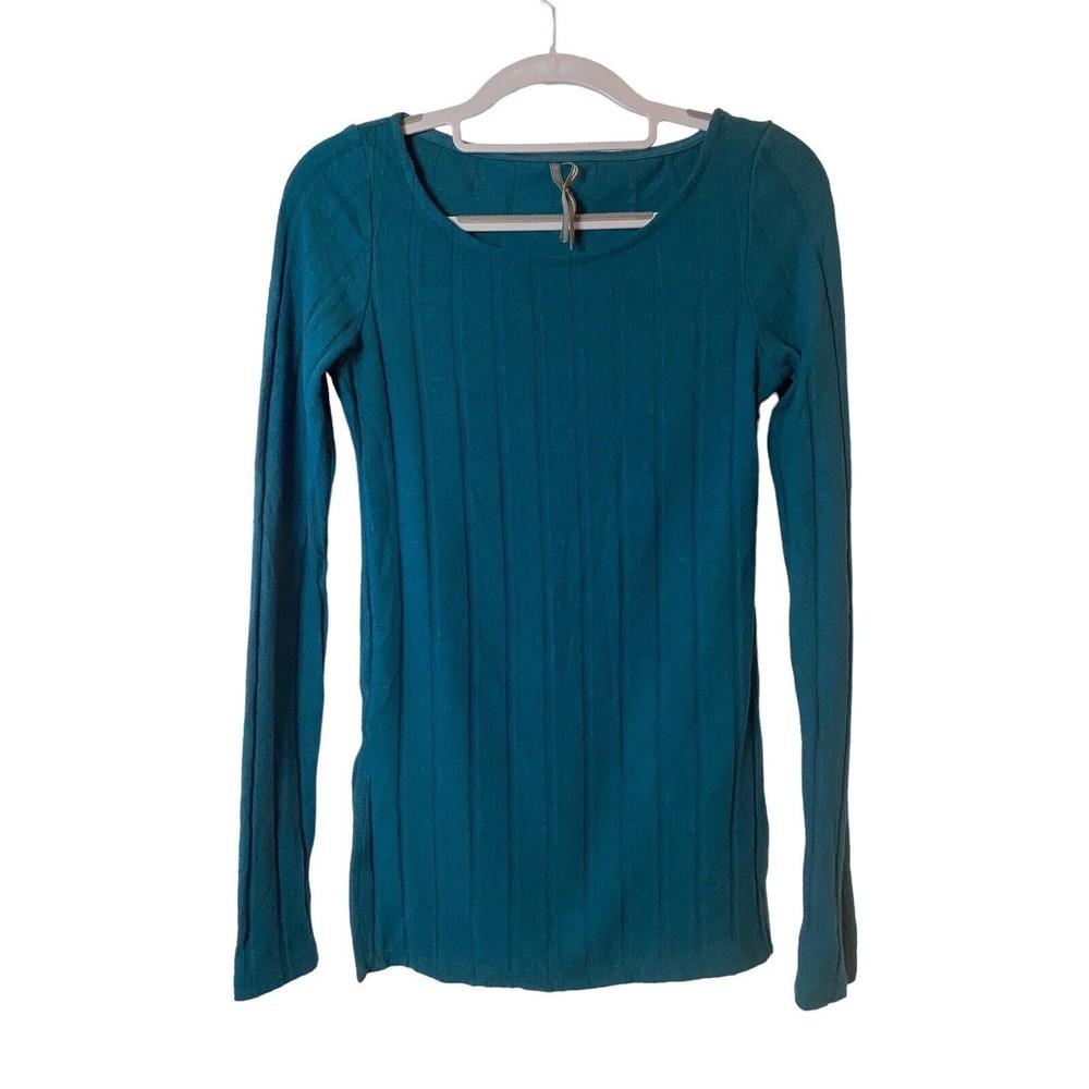 Anthropologie Blue Green Teal Long Sleeve Crew Neck Sweater Size XXS